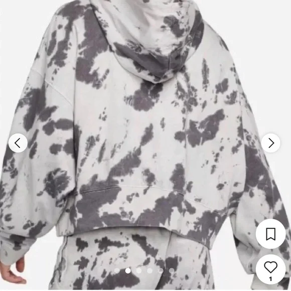 Nike Swoosh Splatter Tie Dye Cropped Relaxed Hoodie, Gray, Sz Small, NWOT - Picture 7 of 7